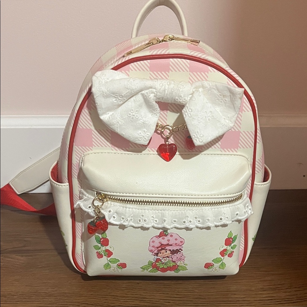 Strawberry Shortcake Bioworld Pink and White Checkered Backpack with Bow